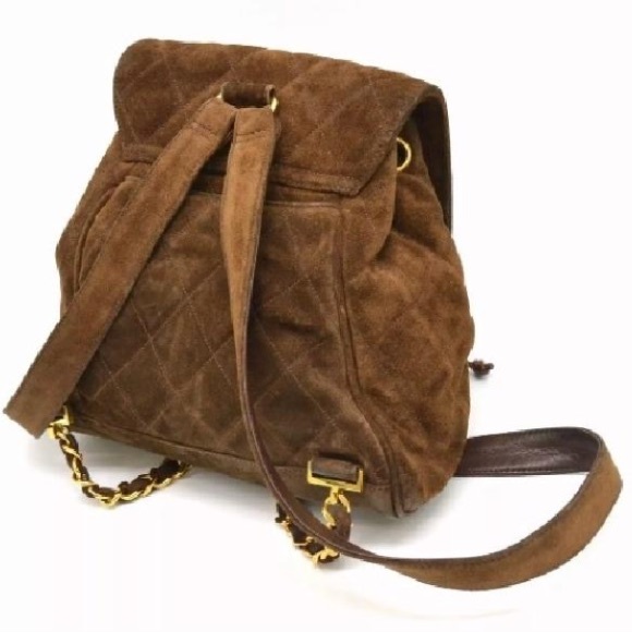 Chanel Back Pack Nu Buck Gold Brown Suede Leather - Picture 3 of 5